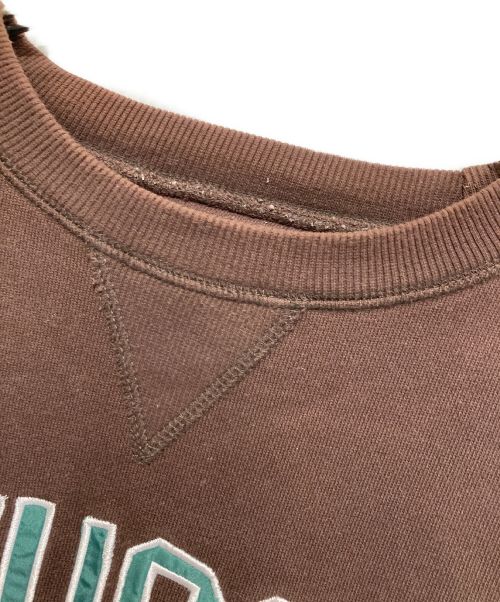 stussy（ステューシー）stussy (ステューシー) ヴィンテージカレッジロゴスウェット ブラウン×グリーン サイズ:XLの古着・服飾アイテム