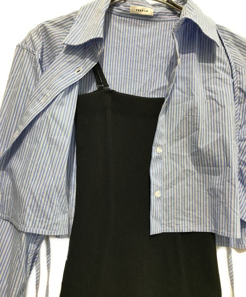 FRAY ID（フレイ アイディー）FRAY ID (フレイ アイディー) ショートシャツSETベアニットワンピース ブルー×ブラック サイズ:ーの古着・服飾アイテム