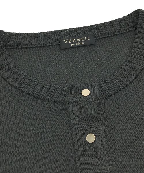 VERMEIL par iena（ヴェルメイユ パー イエナ）VERMEIL par iena (ヴェルメイユ パー イエナ) Vis/Ny クルーネックカーディガン ブラック サイズ:ーの古着・服飾アイテム