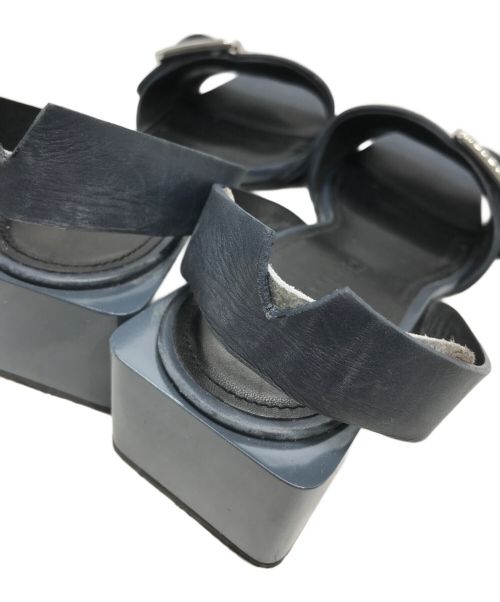 JIL SANDER（ジルサンダー）JIL SANDER (ジルサンダー) スクエアヒールサンダル ネイビー サイズ:37の古着・服飾アイテム