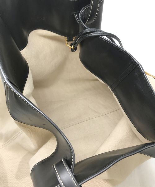 BOTTEGA VENETA（ボッテガベネタ）BOTTEGA VENETA (ボッテガベネタ) Quat Trimmed Canvas Black Leather ベージュ×ブラック サイズ:ーの古着・服飾アイテム