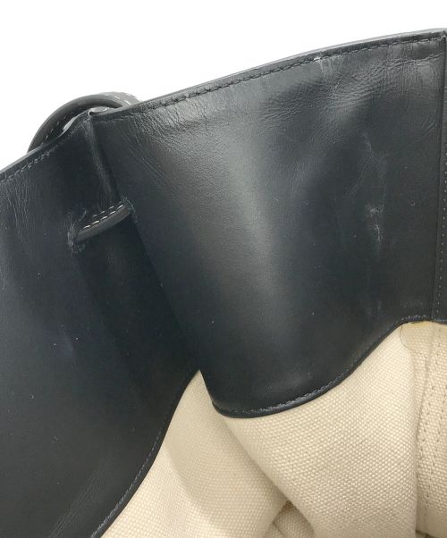 BOTTEGA VENETA（ボッテガベネタ）BOTTEGA VENETA (ボッテガベネタ) Quat Trimmed Canvas Black Leather ベージュ×ブラック サイズ:ーの古着・服飾アイテム