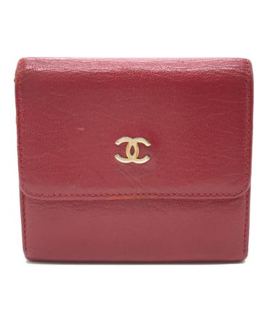 シャネル　ココマーク　二つ折り財布 中古・古着通販】CHANEL (シャネル) ココマーク2つ折り財布 レッド