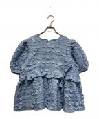 trefle+1トレフルプラスワン）の古着「ワッフルブラウス」｜スカイブルー