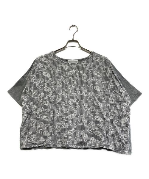 BEARDSLEY（ビアズリー）BEARDSLEY (ビアズリー) ペイズリー刺繍Tシャツ グレー サイズ:FREEの古着・服飾アイテム