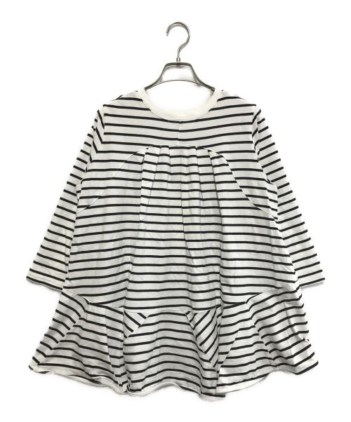 BEARDSLEY（ビアズリー）BEARDSLEY (ビアズリー) 切り替えペプラムTee ホワイト×ブラック サイズ:Freeの古着・服飾アイテム