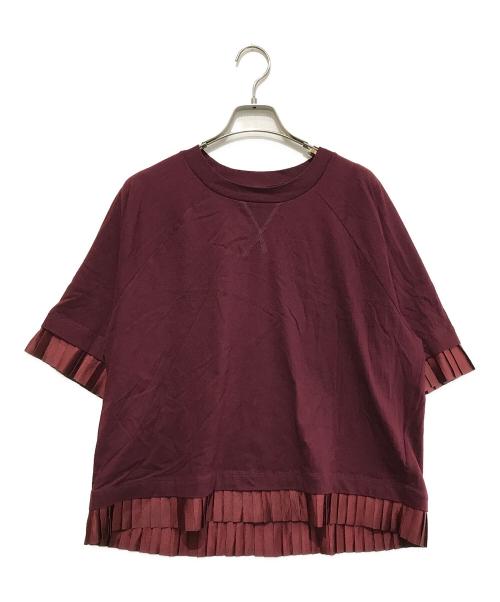 MM6 Maison Margiela（エムエムシックスメゾンマルジェラ）MM6 Maison Margiela (エムエムシックスメゾンマルジェラ) プリーツカットソー ボルドー サイズ:Sの古着・服飾アイテム