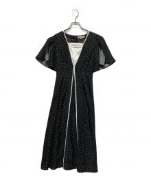 JUSGLITTY（ジャスグリッティー）の古着「スリットスリーブ配色ワンピース」｜ブラック