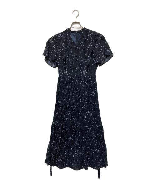 JUSGLITTY（ジャスグリッティー）JUSGLITTY (ジャスグリッティー) リトルフラワープリーツワンピース ネイビー サイズ:SIZE 0の古着・服飾アイテム