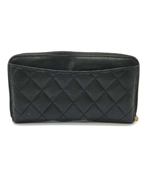 CHANEL（シャネル）CHANEL (シャネル) ココマークキャビアスキンラウンドジップウォレット ブラック サイズ:ーの古着・服飾アイテム