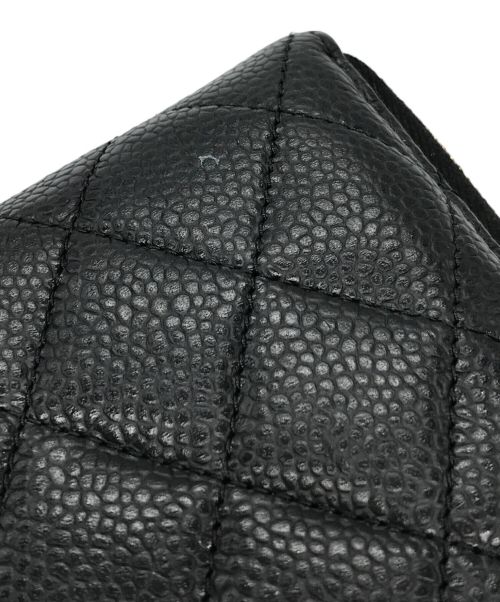 CHANEL（シャネル）CHANEL (シャネル) ココマークキャビアスキンラウンドジップウォレット ブラック サイズ:ーの古着・服飾アイテム