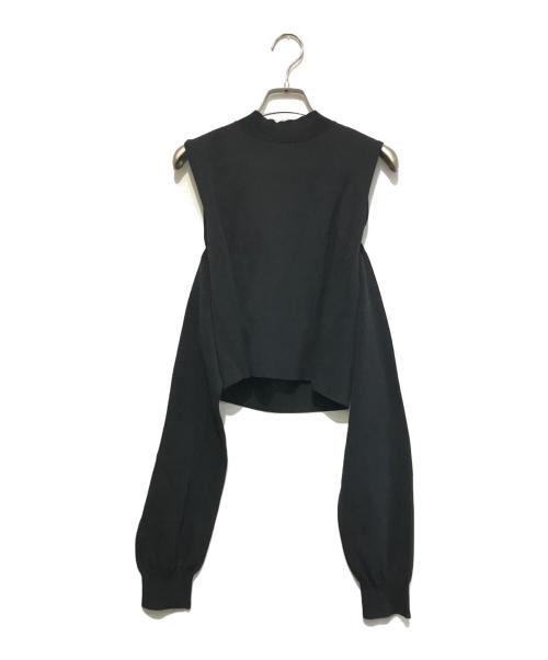 LE CIEL BLEU（ルシェルブルー）LE CIEL BLEU (ルシェルブルー) Shoulder Out Wide Tape Knit ブラック サイズ:36の古着・服飾アイテム