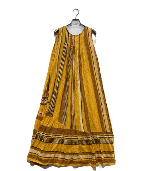 ne quittez pas（ヌキテパ）ne quittez pas (ヌキテパ) ノースリーブストライプワンピース オレンジ サイズ:ーの古着・服飾アイテム