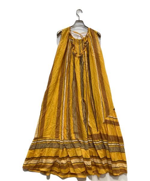 ne quittez pas（ヌキテパ）ne quittez pas (ヌキテパ) ノースリーブストライプワンピース オレンジ サイズ:ーの古着・服飾アイテム