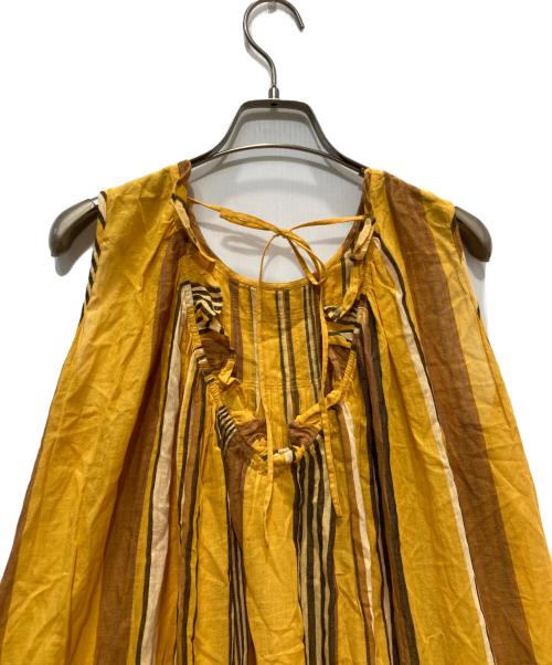 ne quittez pas（ヌキテパ）ne quittez pas (ヌキテパ) ノースリーブストライプワンピース オレンジ サイズ:ーの古着・服飾アイテム