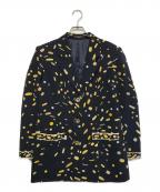 LEONARDレオナール）の古着「ロゴ釦総柄ウールジャケット」｜ネイビー