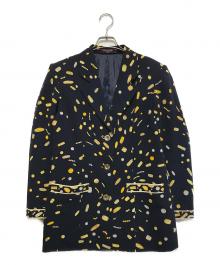 LEONARD（レオナール）の古着「ロゴ釦総柄ウールジャケット」｜ネイビー