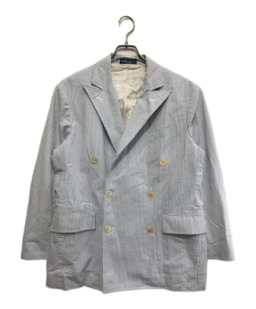 POLO RALPH LAUREN（ポロ・ラルフローレン）POLO RALPH LAUREN (ポロ・ラルフローレン) シアサッカーストライプダブルジャケット ブルー×ホワイト サイズ:42Rの古着・服飾アイテム