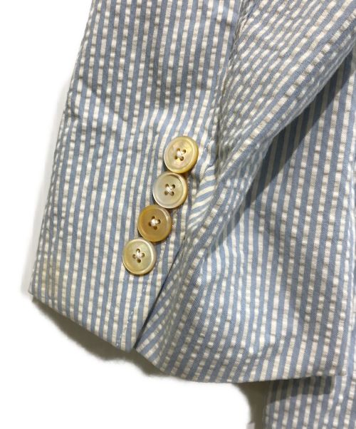 POLO RALPH LAUREN（ポロ・ラルフローレン）POLO RALPH LAUREN (ポロ・ラルフローレン) シアサッカーストライプダブルジャケット ブルー×ホワイト サイズ:42Rの古着・服飾アイテム