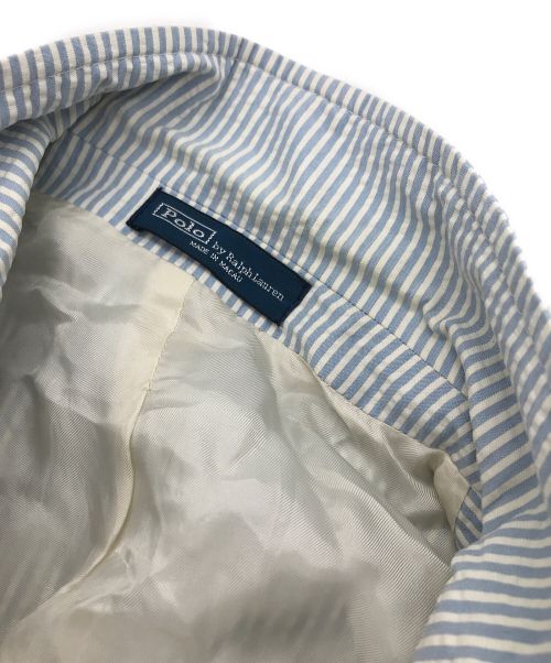 POLO RALPH LAUREN（ポロ・ラルフローレン）POLO RALPH LAUREN (ポロ・ラルフローレン) シアサッカーストライプダブルジャケット ブルー×ホワイト サイズ:42Rの古着・服飾アイテム