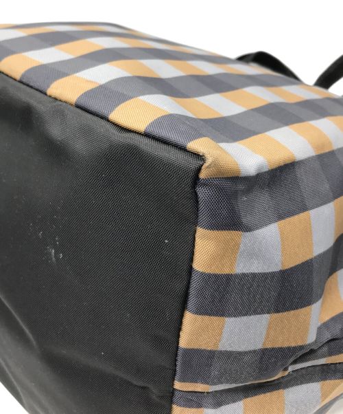 Herve Chapelier（エルベシャプリエ）Herve Chapelier (エルベシャプリエ) チェック舟形トートバッグ スカイブルー×ネイビー×ベージュ サイズ:ーの古着・服飾アイテム