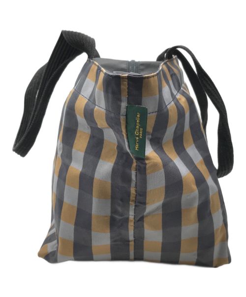 Herve Chapelier（エルベシャプリエ）Herve Chapelier (エルベシャプリエ) チェック舟形トートバッグ スカイブルー×ネイビー×ベージュ サイズ:ーの古着・服飾アイテム