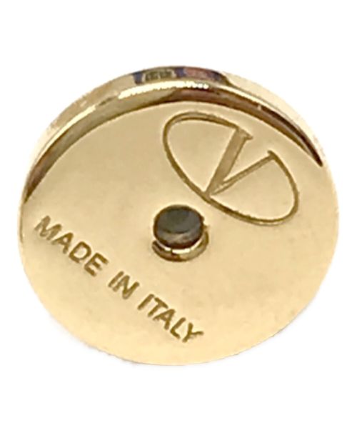 VALENTINO GARAVANI（ヴァレンティノ・ガラヴァーニ）VALENTINO GARAVANI (ヴァレンティノ・ガラヴァーニ) VロゴシグネチャーメタルXスワロフスキークリスタルピアス ゴールド×ブルー サイズ:ーの古着・服飾アイテム