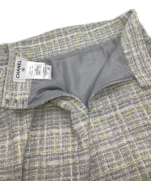 CHANEL（シャネル）CHANEL (シャネル) ツイードスカート ホワイト×グレー サイズ:38の古着・服飾アイテム