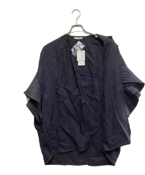 YORI（ヨリ）YORI (ヨリ) ステッチリネンジャケット ネイビー サイズ:FREEの古着・服飾アイテム