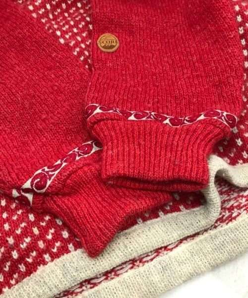 SCANDINAVIAN SCORE DESIGN（スカンジナビアンスコアデザイン）SCANDINAVIAN SCORE DESIGN (スカンジナビアンスコアデザイン) ハーフボタンセーター レッド サイズ:Sの古着・服飾アイテム