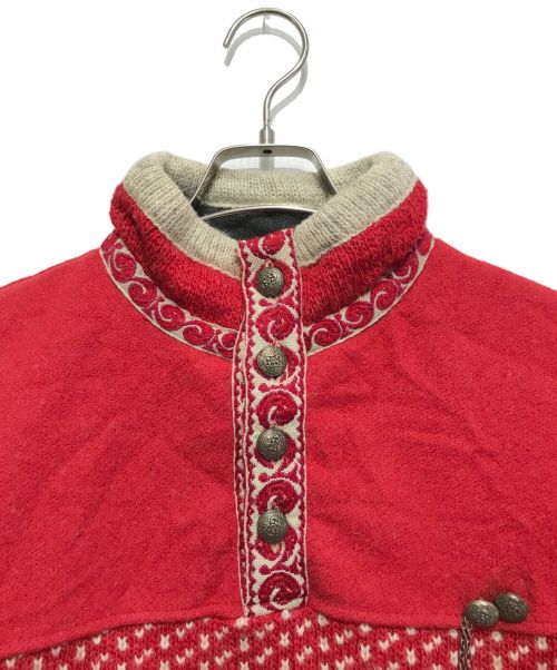 SCANDINAVIAN SCORE DESIGN（スカンジナビアンスコアデザイン）SCANDINAVIAN SCORE DESIGN (スカンジナビアンスコアデザイン) ハーフボタンセーター レッド サイズ:Sの古着・服飾アイテム