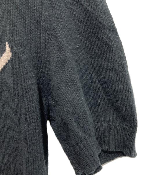patou（パトゥ）Patou (パトゥ) ロゴジャガード半袖ニット ブラック サイズ:Sの古着・服飾アイテム