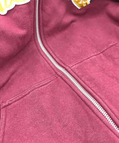 BlackEyePatch（ブラックアイパッチ）BlackEyePatch (ブラックアイパッチ) 刺繍ロゴ取扱注意 ジップパーカー レッド サイズ:Lの古着・服飾アイテム