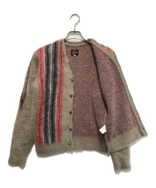 Needles（ニードルズ）Needles (ニードルズ) モヘヤブレンドニットカーディガン ベージュ×レッド サイズ:2の古着・服飾アイテム