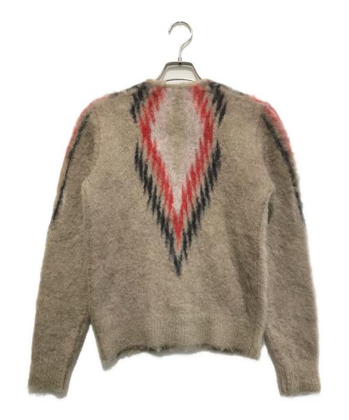 Needles（ニードルズ）Needles (ニードルズ) モヘヤブレンドニットカーディガン ベージュ×レッド サイズ:2の古着・服飾アイテム