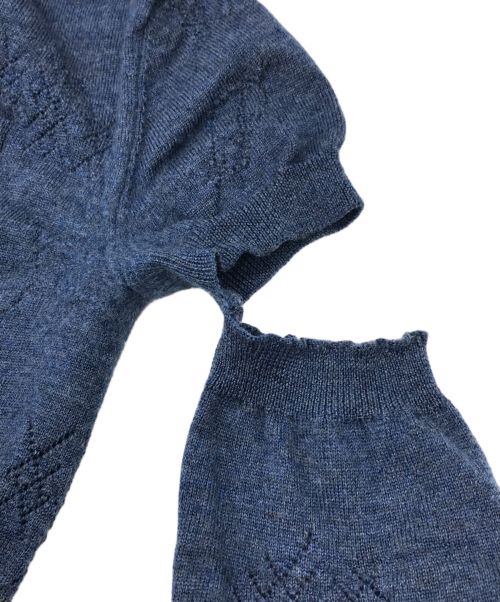 IRENE（アイレネ）IRENE (アイレネ) Eyelet High Gauge Cardigan ブルー サイズ:36の古着・服飾アイテム