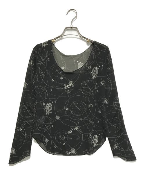 LE CIEL BLEU（ルシェルブルー）LE CIEL BLEU (ルシェルブルー) Zodiac Tattoo Sheer Top ブラック サイズ:36の古着・服飾アイテム
