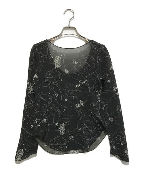 LE CIEL BLEU（ルシェルブルー）LE CIEL BLEU (ルシェルブルー) Zodiac Tattoo Sheer Top ブラック サイズ:36の古着・服飾アイテム