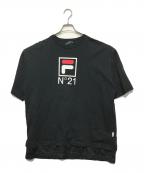 N°21 numero ventuno×FILAヌメロヴェントゥーノ×フィラ）の古着「メッシュレイヤードプリントTシャツ」｜ブラック