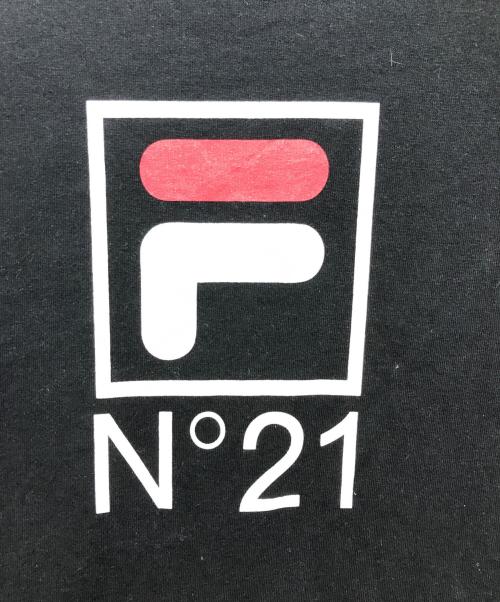 N°21 numero ventuno（ヌメロヴェントゥーノ）N°21 numero ventuno (ヌメロヴェントゥーノ) FILA (フィラ) メッシュレイヤードプリントTシャツ ブラック サイズ:XLの古着・服飾アイテム
