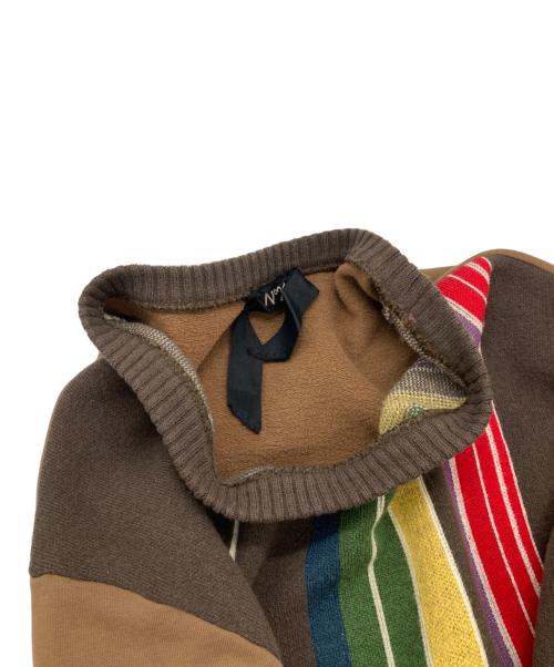 N°21 numero ventuno（ヌメロヴェントゥーノ）N°21 numero ventuno (ヌメロヴェントゥーノ) ストライプニット切替スウェット ブラウン サイズ:Mの古着・服飾アイテム