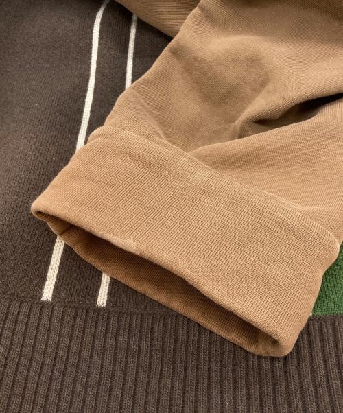 N°21 numero ventuno（ヌメロヴェントゥーノ）N°21 numero ventuno (ヌメロヴェントゥーノ) ストライプニット切替スウェット ブラウン サイズ:Mの古着・服飾アイテム