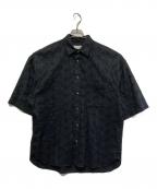 MAISON SPECIALメゾンスペシャル）の古着「フラワー刺繍プライムオーバーシャツ」｜ブラック