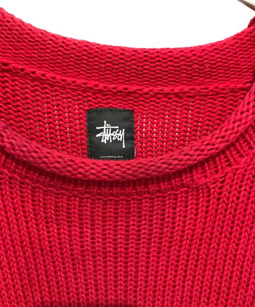 stussy（ステューシー）stussy (ステューシー) 古着星条旗ニット レッド サイズ:Mの古着・服飾アイテム