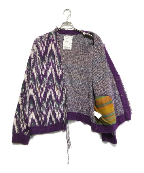 FACCIES（ファッチーズ）FACCIES (ファッチーズ) ユーズドコットンシャギージャガードカーディガン パープル サイズ:2の古着・服飾アイテム