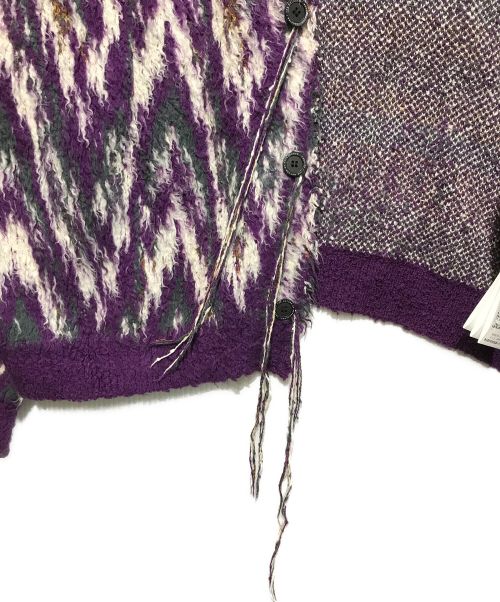 FACCIES（ファッチーズ）FACCIES (ファッチーズ) ユーズドコットンシャギージャガードカーディガン パープル サイズ:2の古着・服飾アイテム