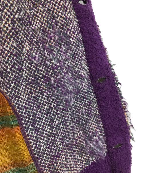 FACCIES（ファッチーズ）FACCIES (ファッチーズ) ユーズドコットンシャギージャガードカーディガン パープル サイズ:2の古着・服飾アイテム