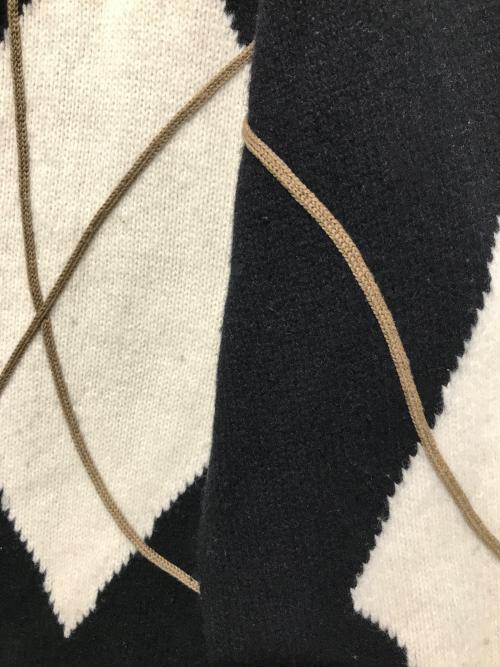 taupe（トープ）TAUPE (トープ) アーガイルカーディガン ホワイト×ブラック サイズ:3の古着・服飾アイテム