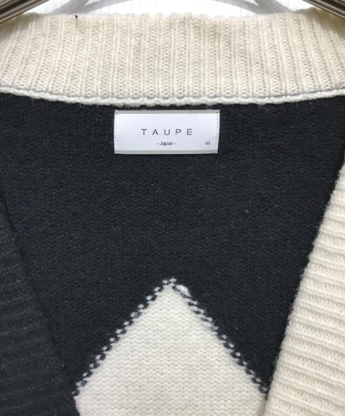 taupe（トープ）TAUPE (トープ) アーガイルカーディガン ホワイト×ブラック サイズ:3の古着・服飾アイテム