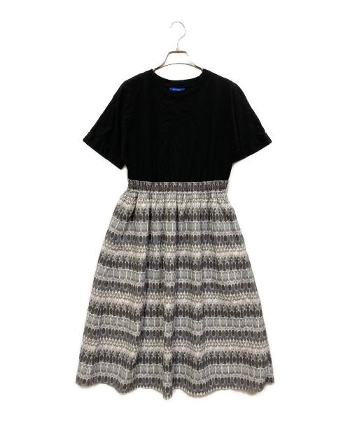 BLUE LABEL CRESTBRIDGE（ブルーレーベルクレストブリッジ）BLUE LABEL CRESTBRIDGE (ブルーレーベルクレストブリッジ) 半袖切替ワンピース ブラック×グレー サイズ:SIZE 38の古着・服飾アイテム
